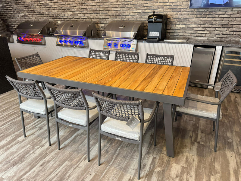 COMEDOR BOSTON ARGENTO + 8 SILLAS BELA "CAVANNI" (40% DSCTO)