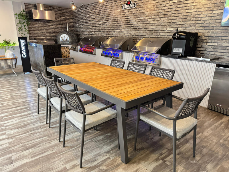 COMEDOR BOSTON ARGENTO + 8 SILLAS BELA "CAVANNI" (40% DSCTO)